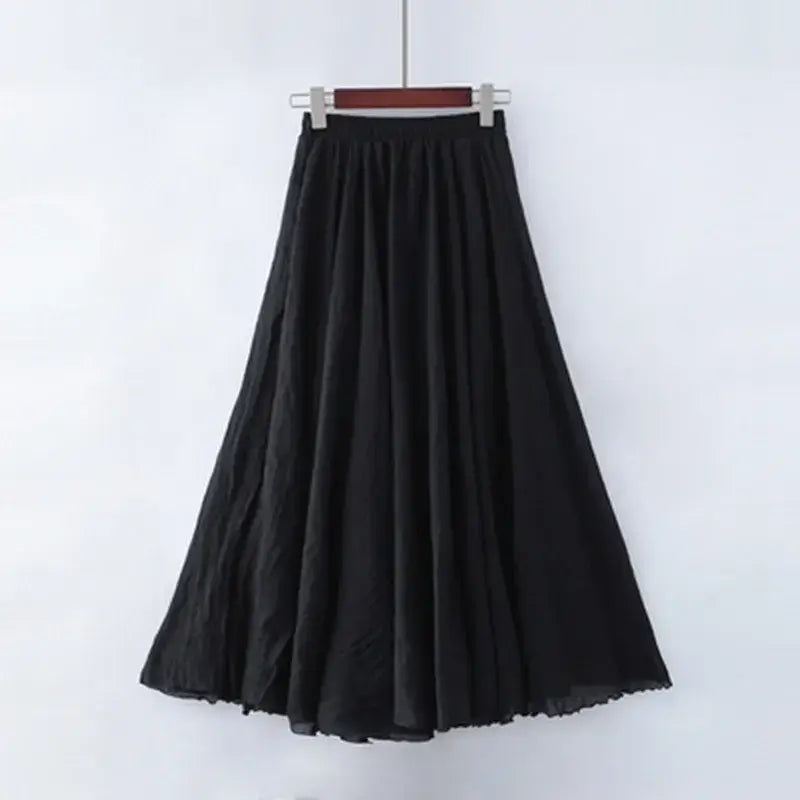 High Waist Cotton Linen Maxi Skirt – Women’s Casual A-Line Boho skirt