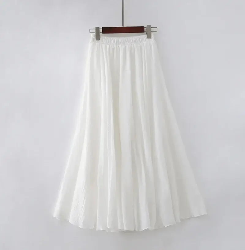 High Waist Cotton Linen Maxi Skirt – Women’s Casual A-Line Boho skirt