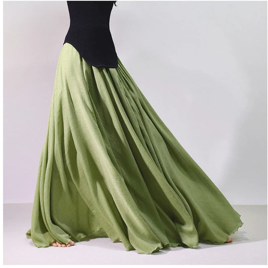 Women Cotton Linen BLend Empire Waist A-Line Skirts