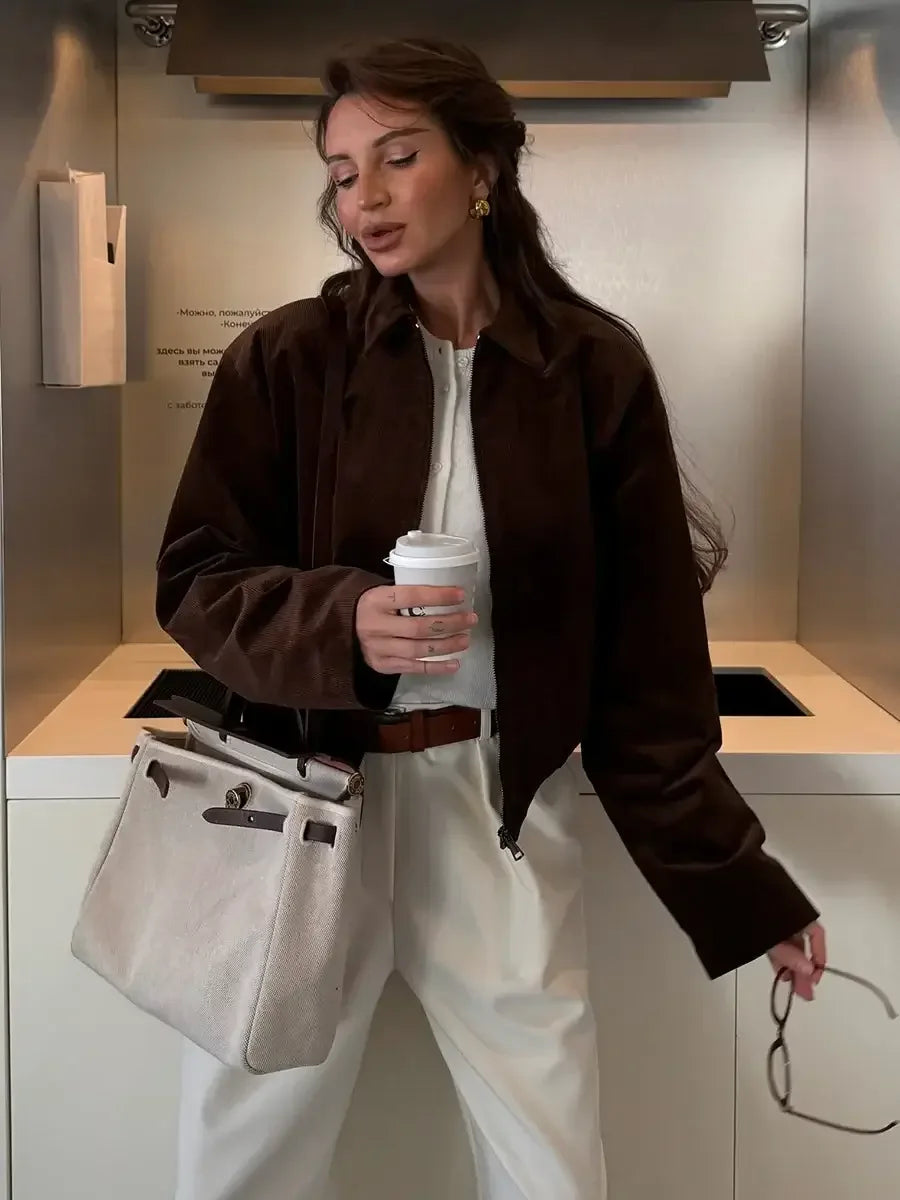 wommen's brown jacket