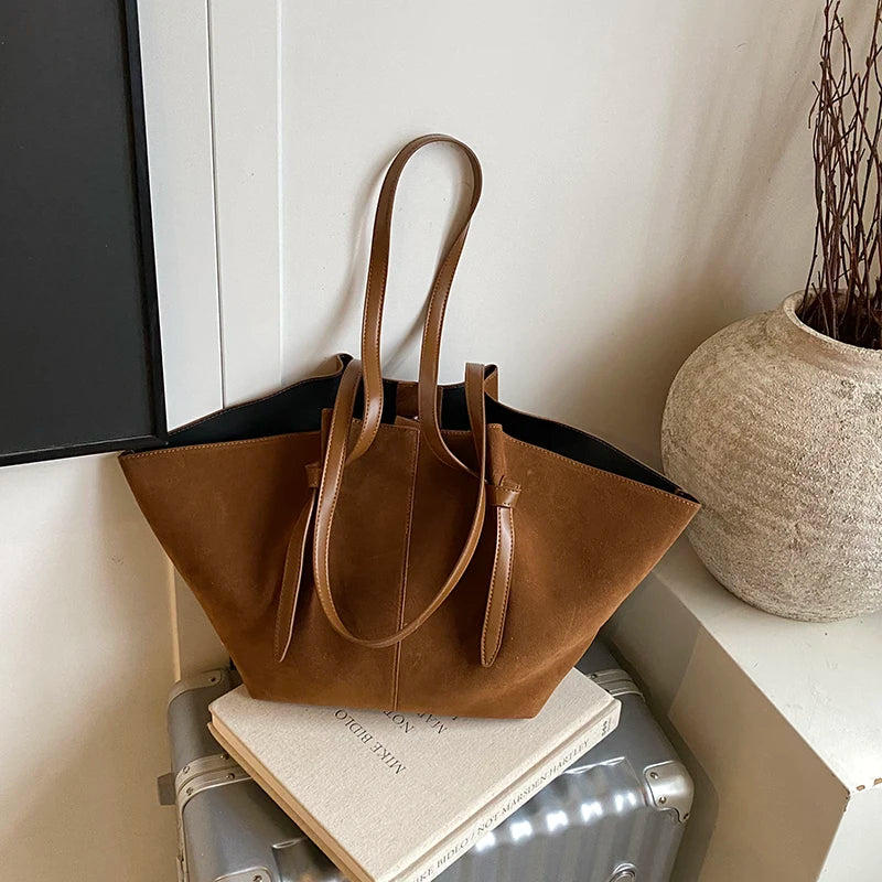 Brown leather tote bag