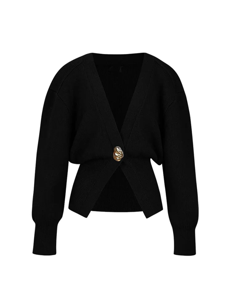 Black bolero jacket with a gold button