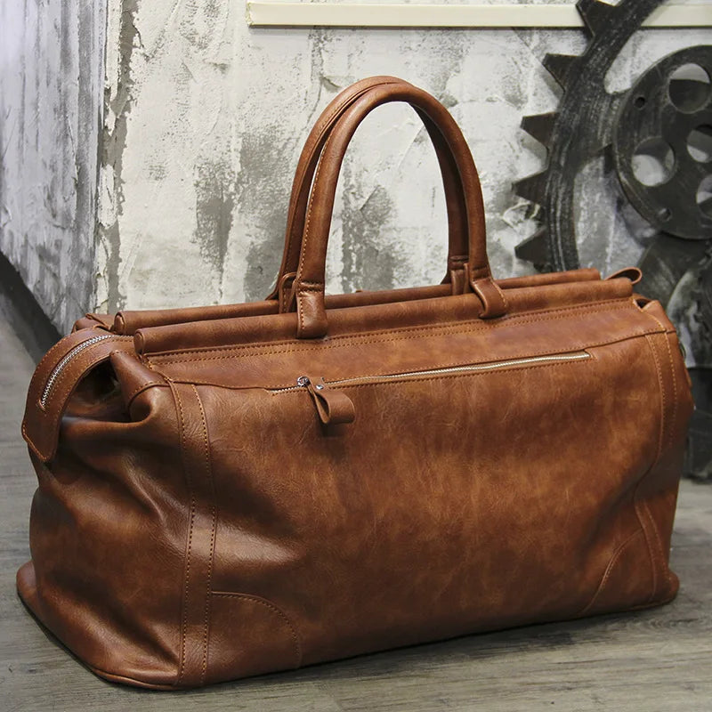 Vintage-style men's handbag with modern functionality
