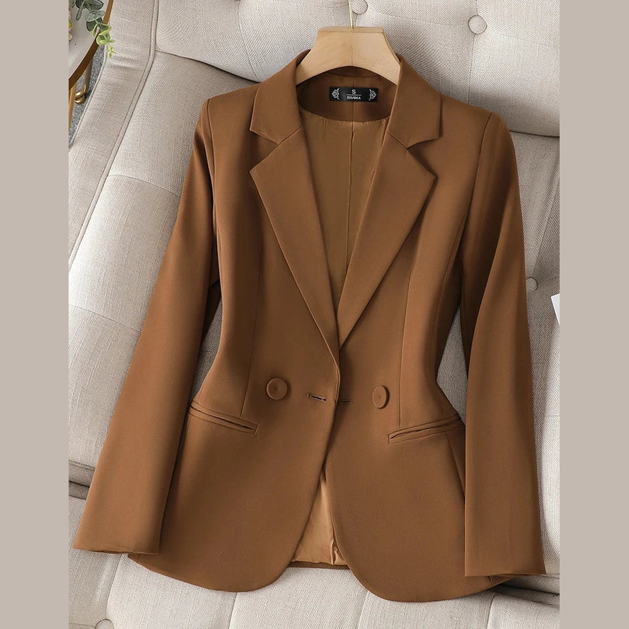 Women's Solid Color Blazer Single Breasted Turndown Collar
