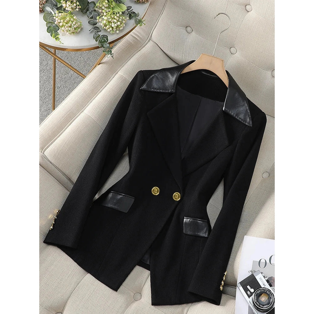 Black with a single-breasted blazer