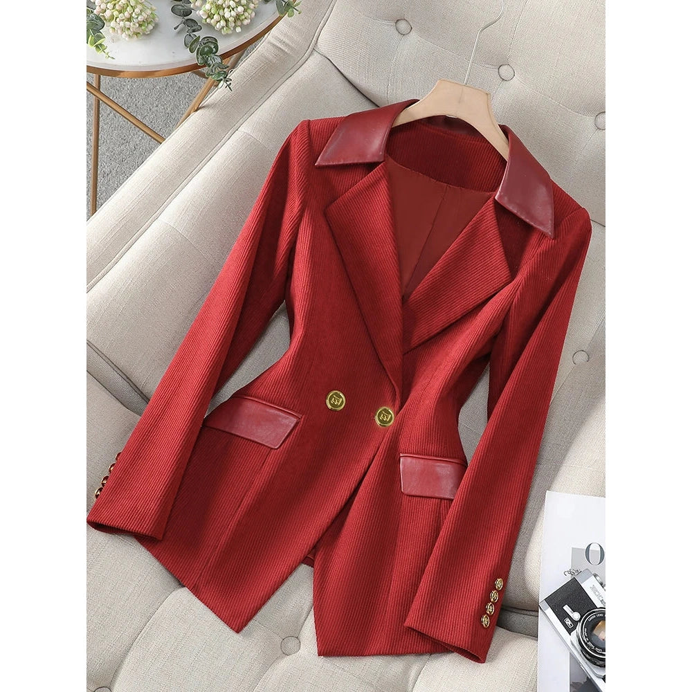 Fashionable women's slim-fit blazer in Red