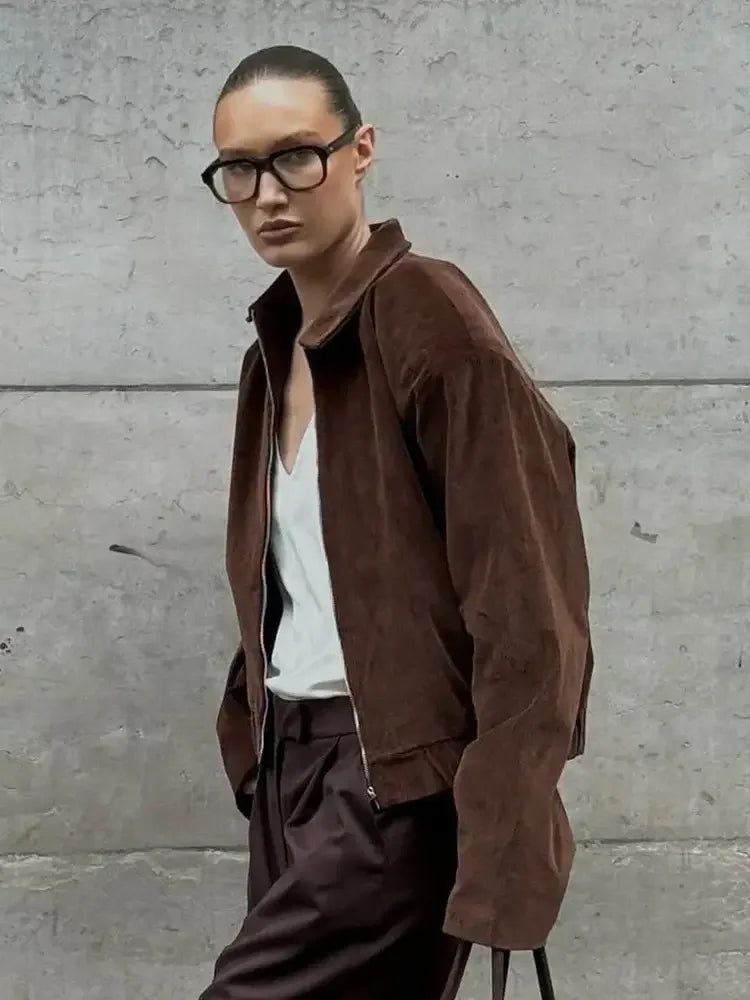 wommen's brown jacket