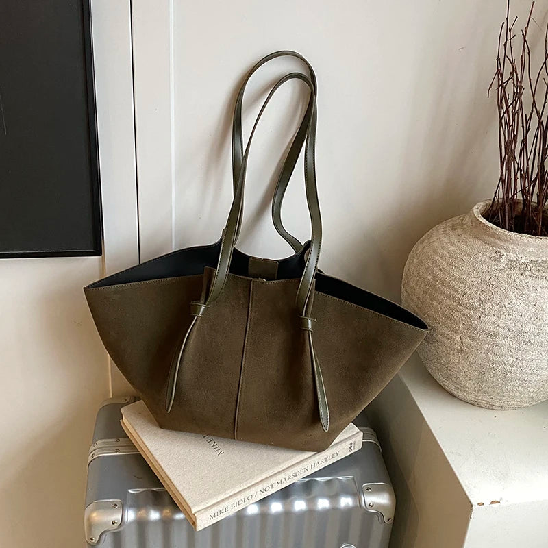 Olive Suede tote bag