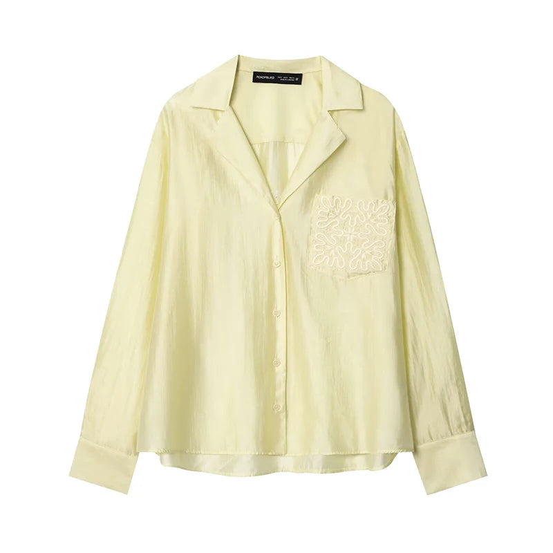 Light yellow shirt with lace detail