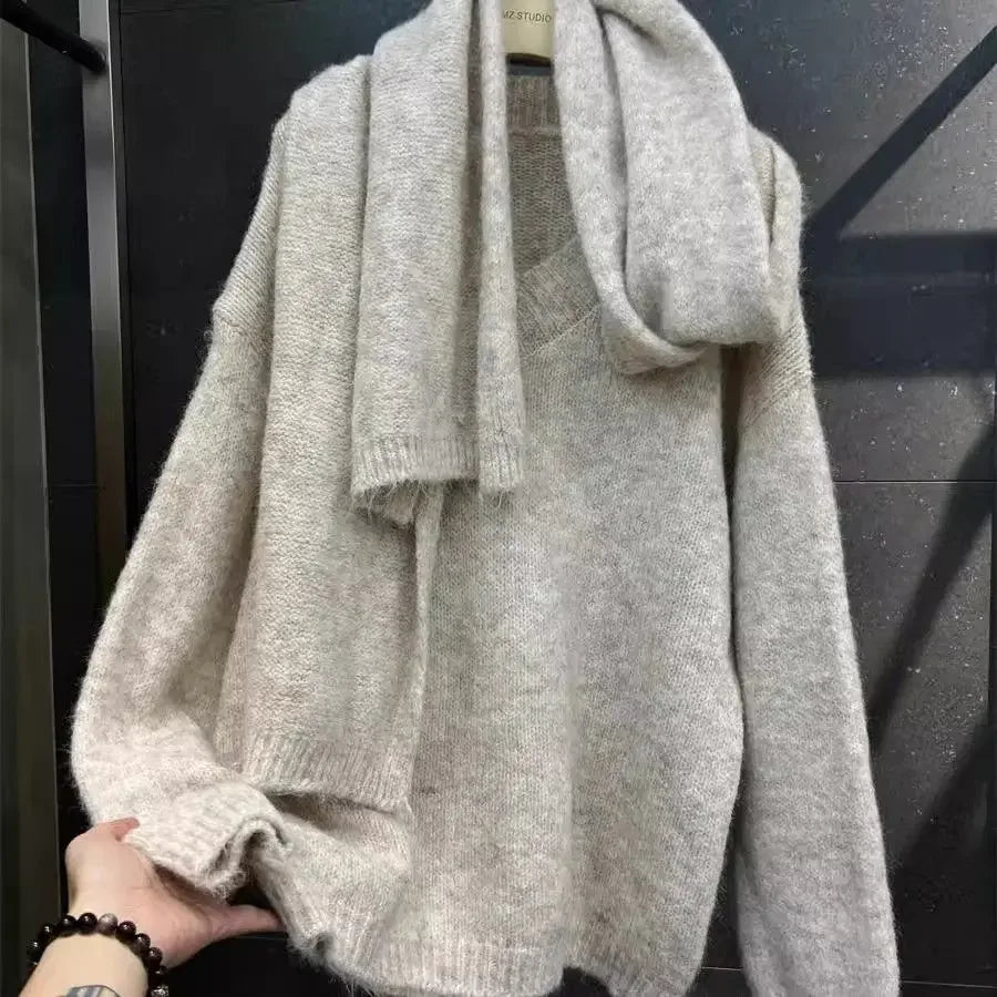 Gray knitted sweater