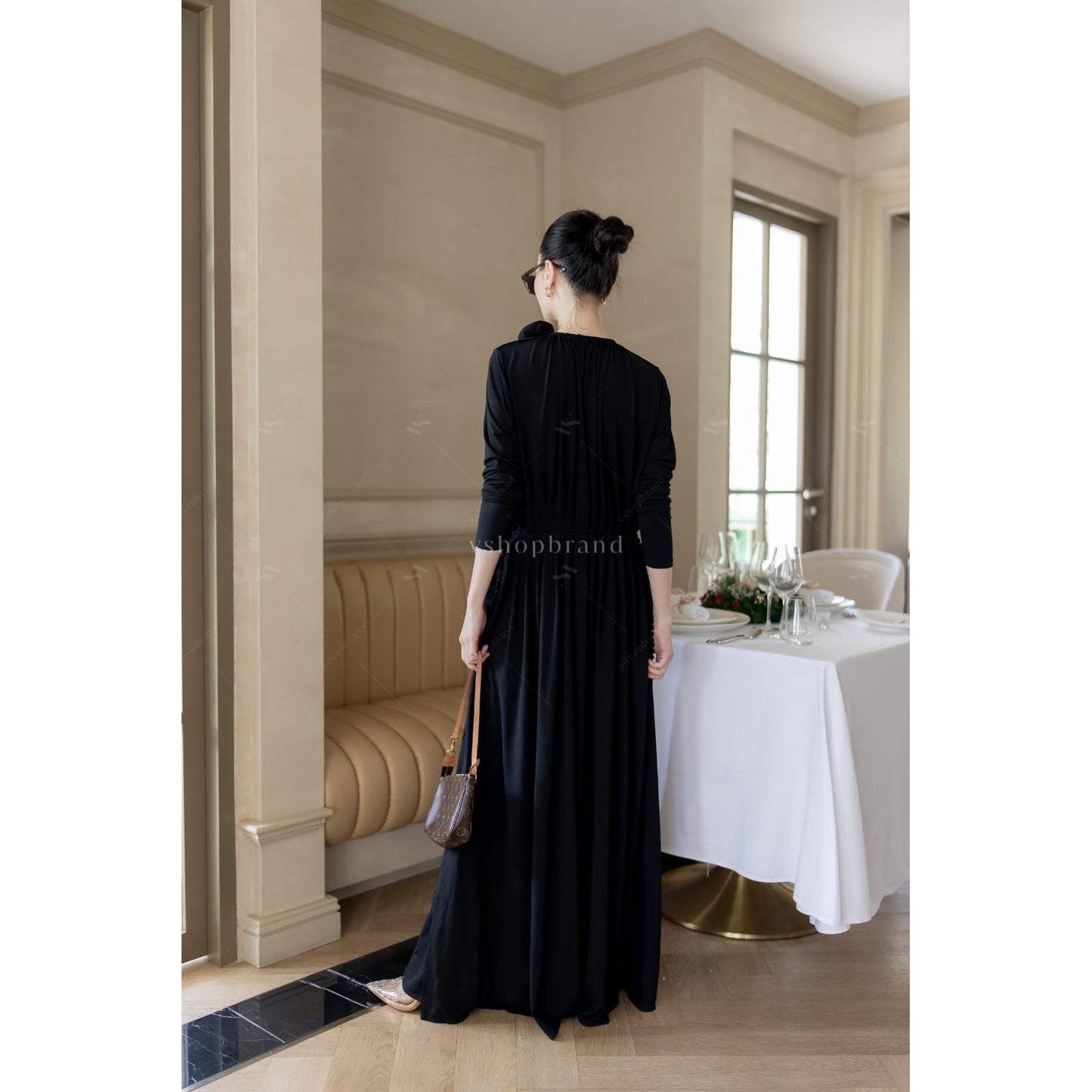 Women's maxi dresses front open sexy black split two side