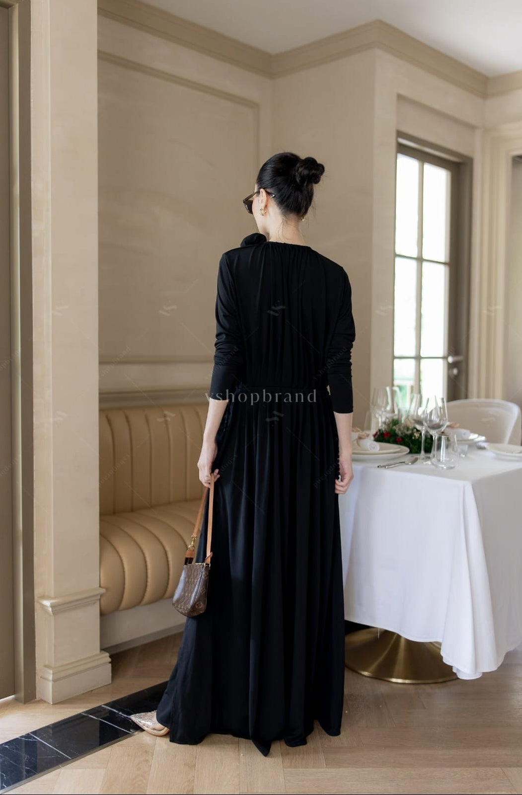 Women's maxi dresses front open sexy black split two side
