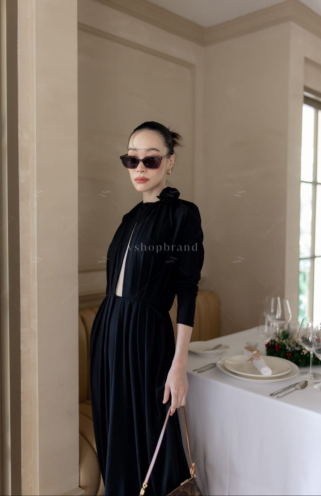 Women's maxi dresses front open sexy black split two side