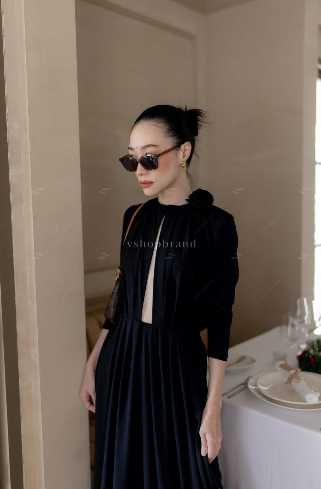 Women's maxi dresses front open sexy black split two side