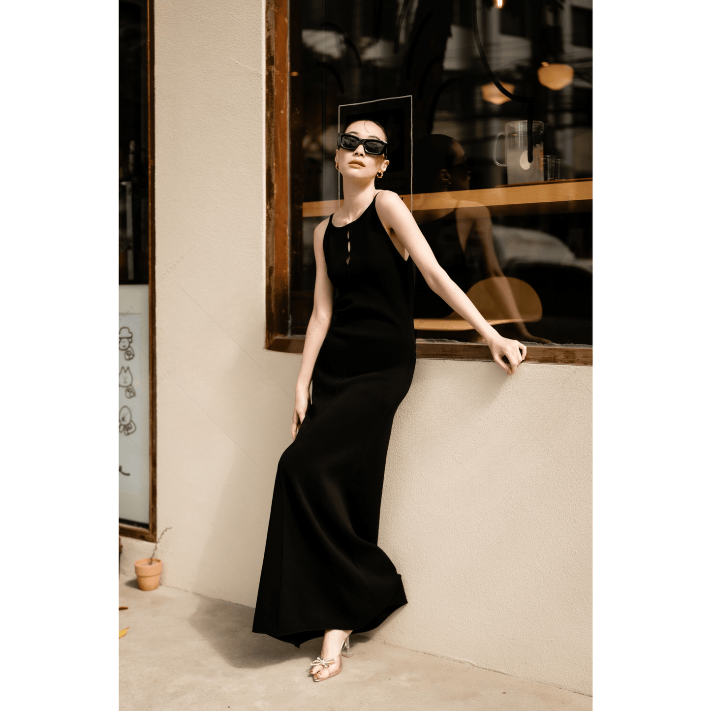 Women's maxi dress knitted Cami square neck