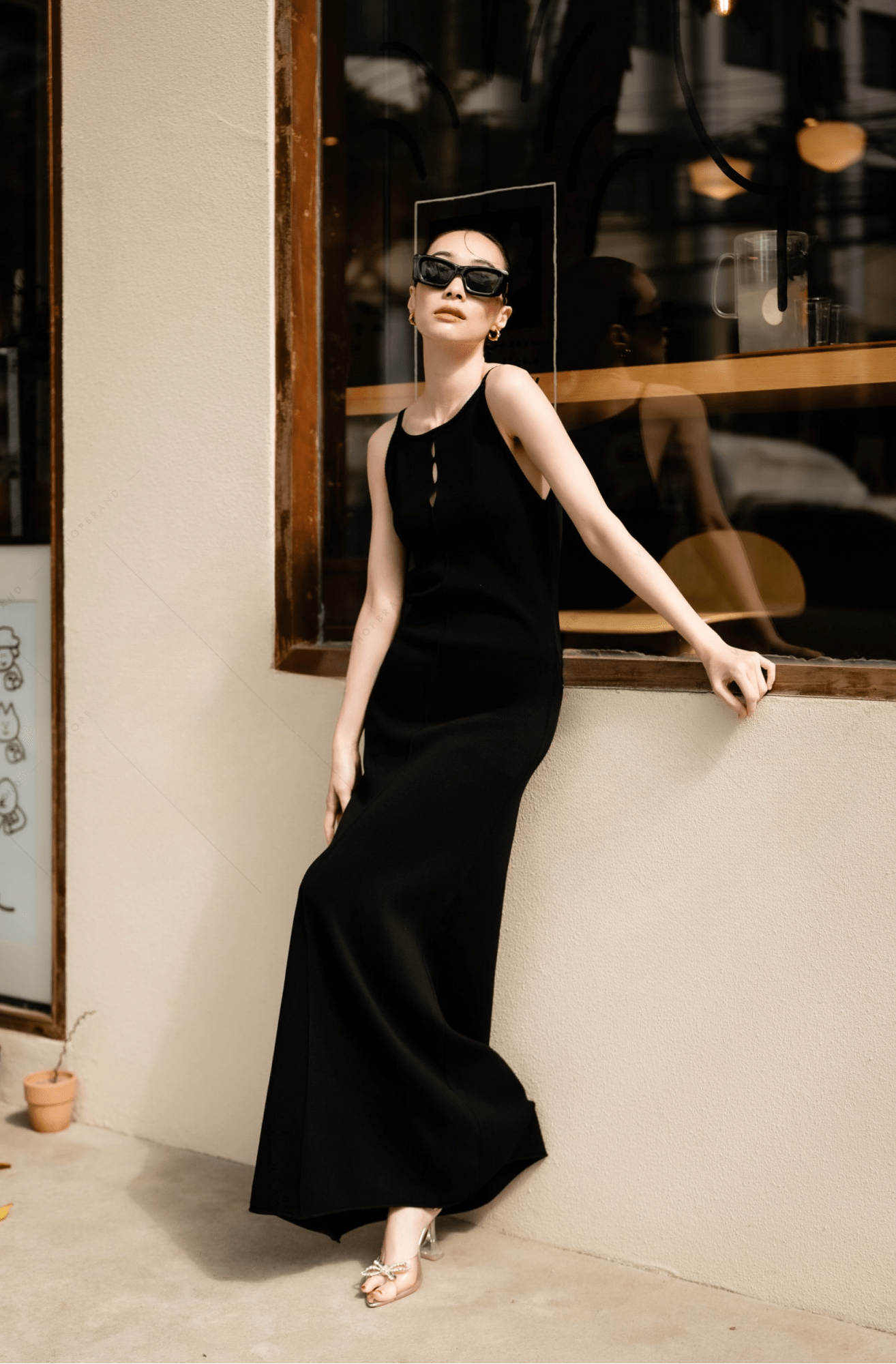 Women's maxi dress knitted Cami square neck