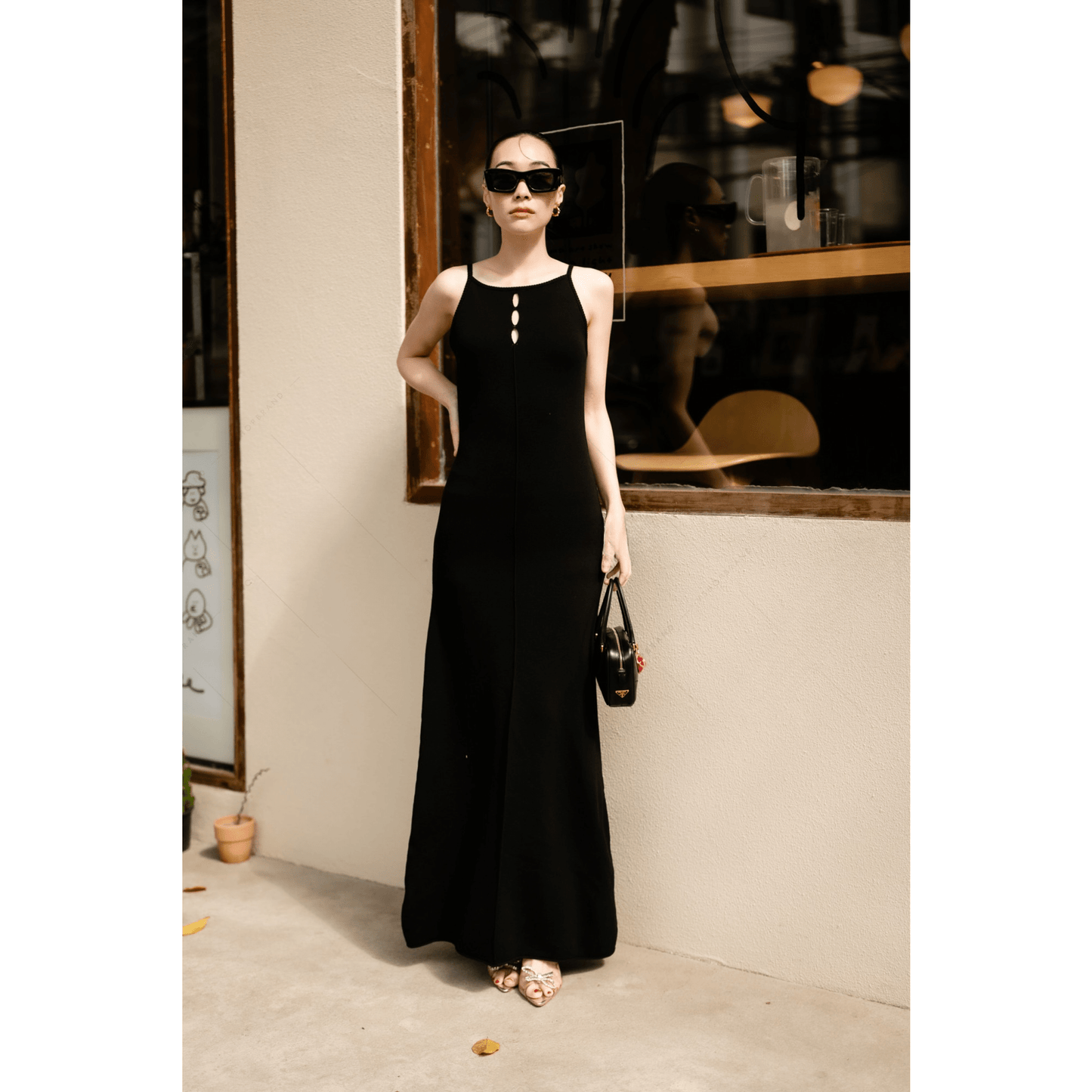 Women's maxi dress knitted Cami square neck