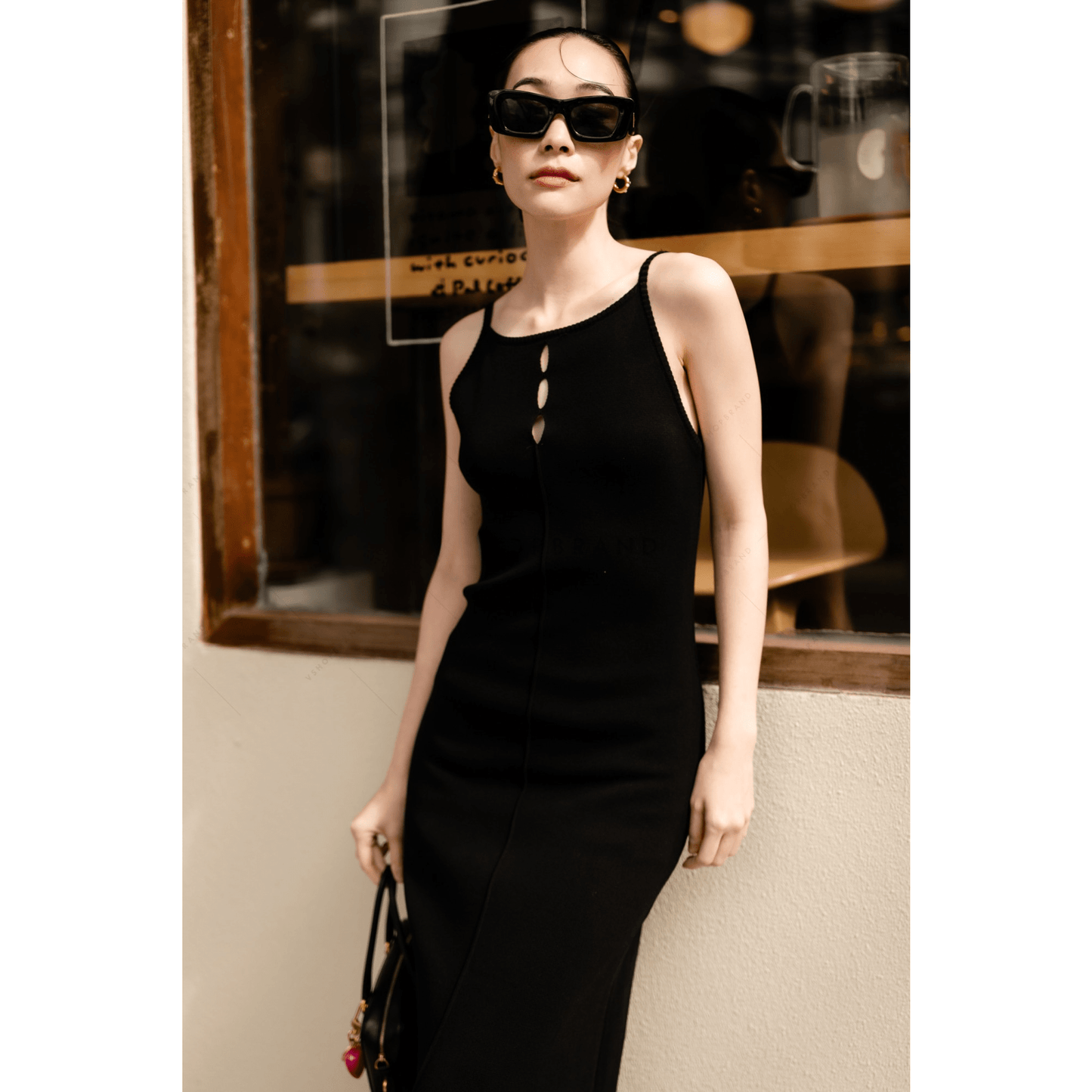 Women's maxi dress knitted Cami square neck