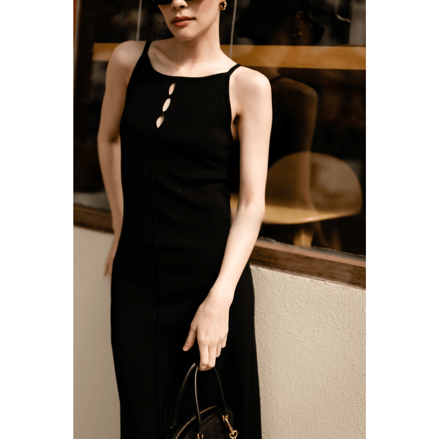 Women's maxi dress knitted Cami square neck