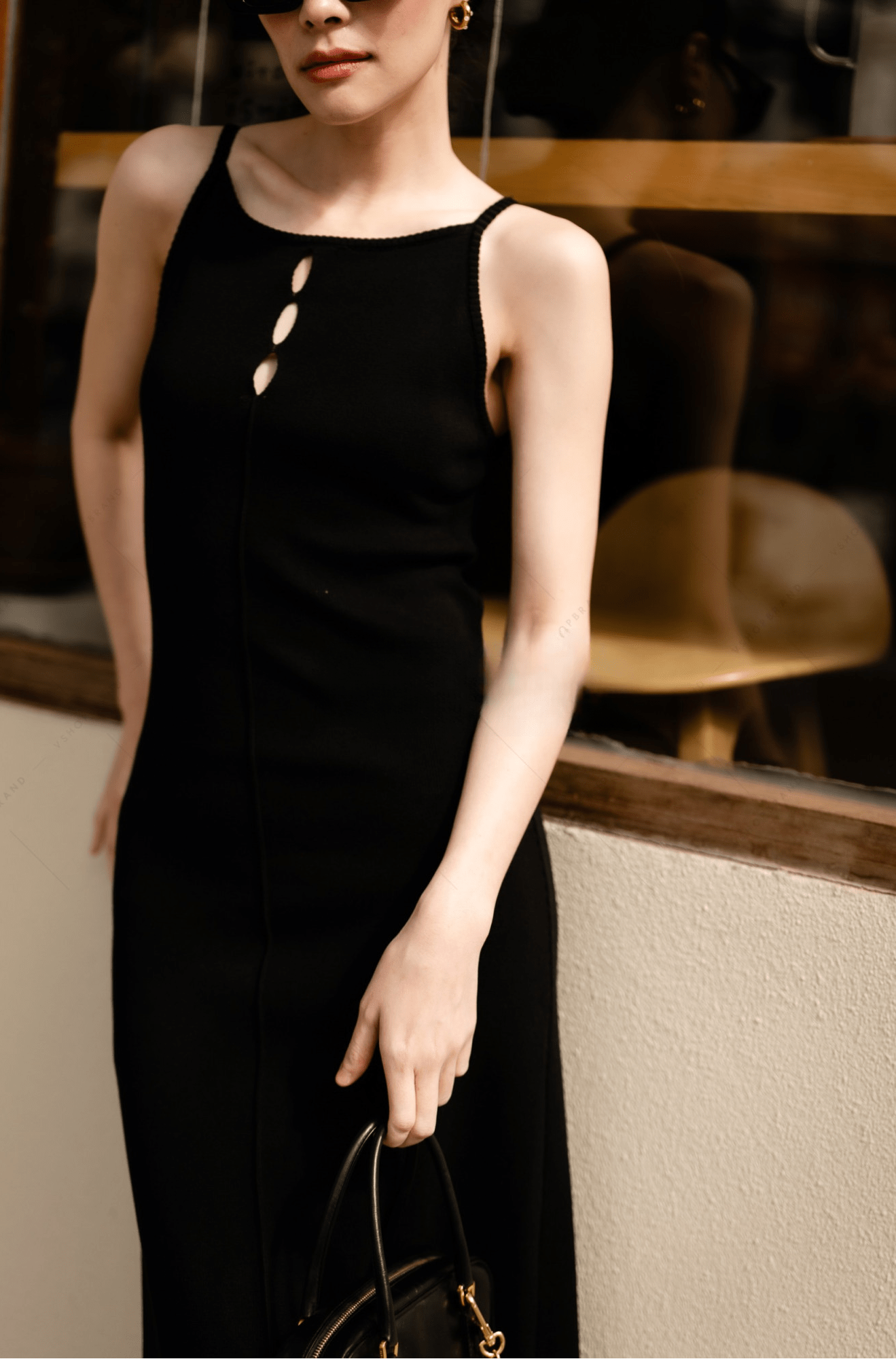 Women's maxi dress knitted Cami square neck