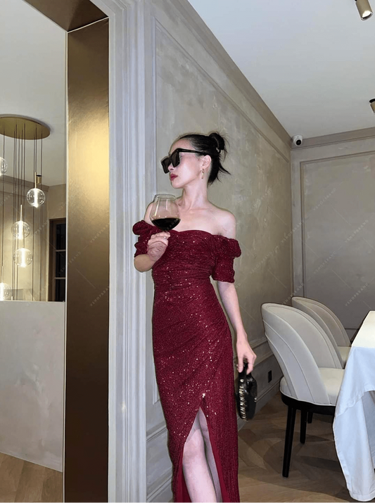 Women's Maxi Dress Sequin Off Shoulder Cocktail Dresses
