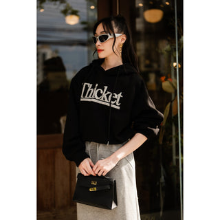 Women's two piece set Letter graphic drawstring hoodie and long skirt