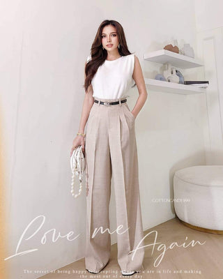 Chic Belted High Waist Pants