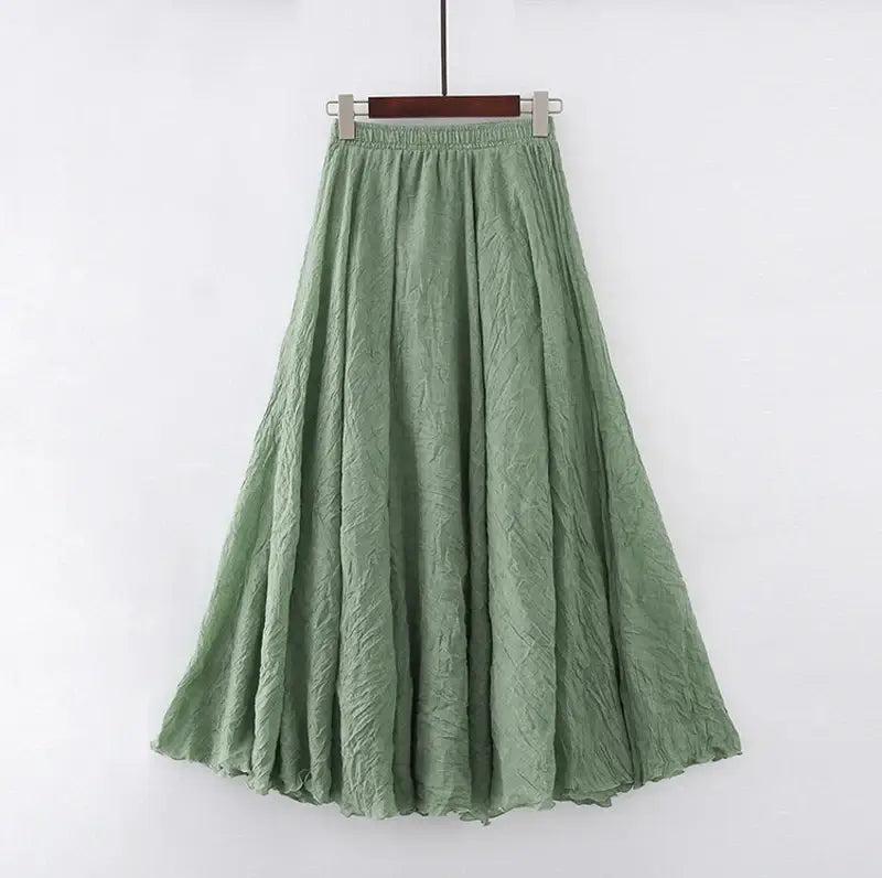High Waist Cotton Linen Maxi Skirt – Women’s Casual A-Line Boho skirt