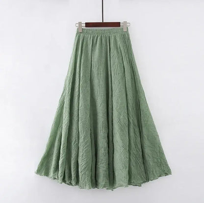 High Waist Cotton Linen Maxi Skirt – Women’s Casual A-Line Boho skirt