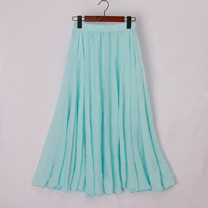 High Waist Cotton Linen Maxi Skirt – Women’s Casual A-Line Boho skirt