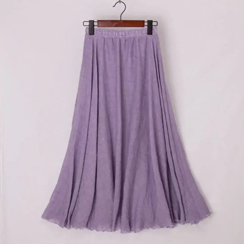 High Waist Cotton Linen Maxi Skirt – Women’s Casual A-Line Boho skirt