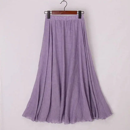 High Waist Cotton Linen Maxi Skirt – Women’s Casual A-Line Boho skirt