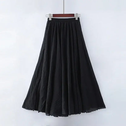 High Waist Cotton Linen Maxi Skirt – Women’s Casual A-Line Boho skirt