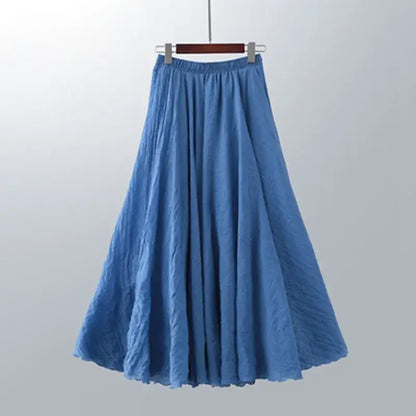 High Waist Cotton Linen Maxi Skirt – Women’s Casual A-Line Boho skirt