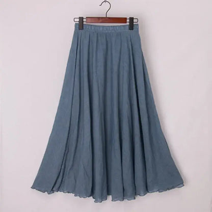 High Waist Cotton Linen Maxi Skirt – Women’s Casual A-Line Boho skirt