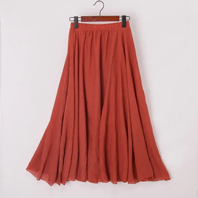 High Waist Cotton Linen Maxi Skirt – Women’s Casual A-Line Boho skirt