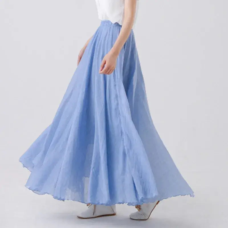 High Waist Cotton Linen Maxi Skirt – Women’s Casual A-Line Boho skirt