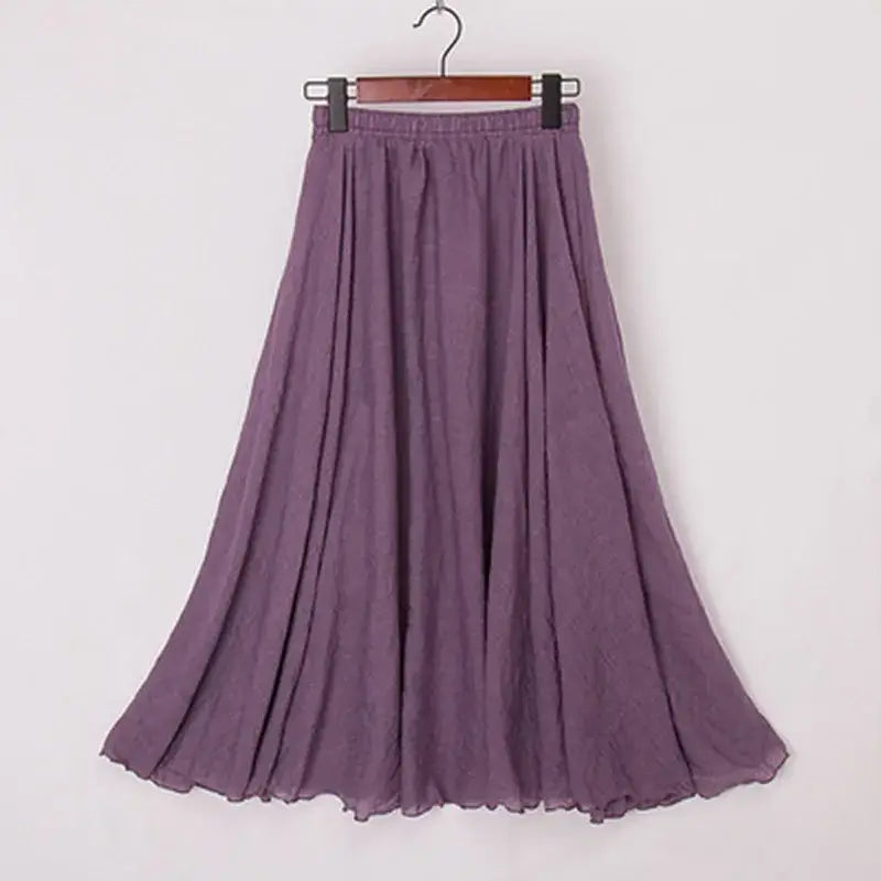 High Waist Cotton Linen Maxi Skirt – Women’s Casual A-Line Boho skirt