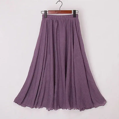 High Waist Cotton Linen Maxi Skirt – Women’s Casual A-Line Boho skirt