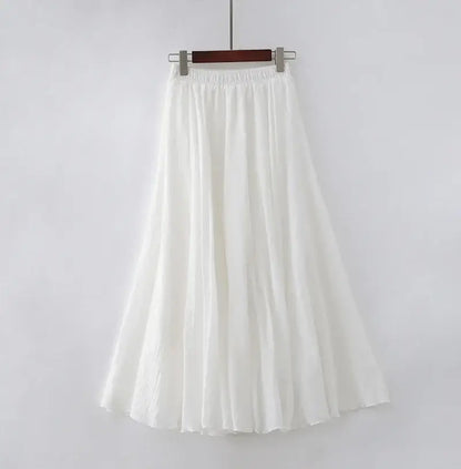 High Waist Cotton Linen Maxi Skirt – Women’s Casual A-Line Boho skirt