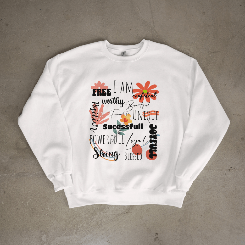 Women Crewneck Sweatshirt Empowering Floral Quote - Unisex Heavy Blend™ Sweatshirt