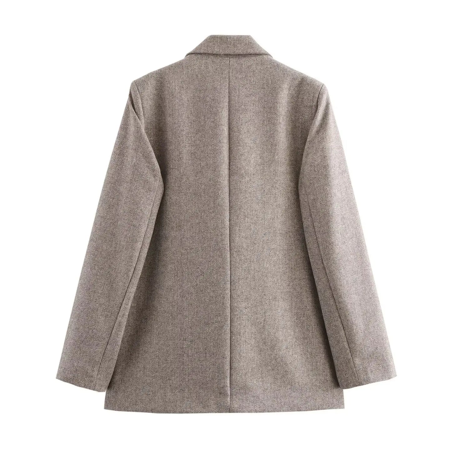 Back view of a gray coat 