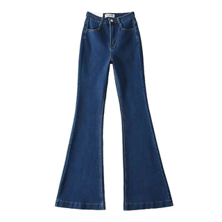 Women High Waist Denim Elastic Stretch Flare Jeans Pants