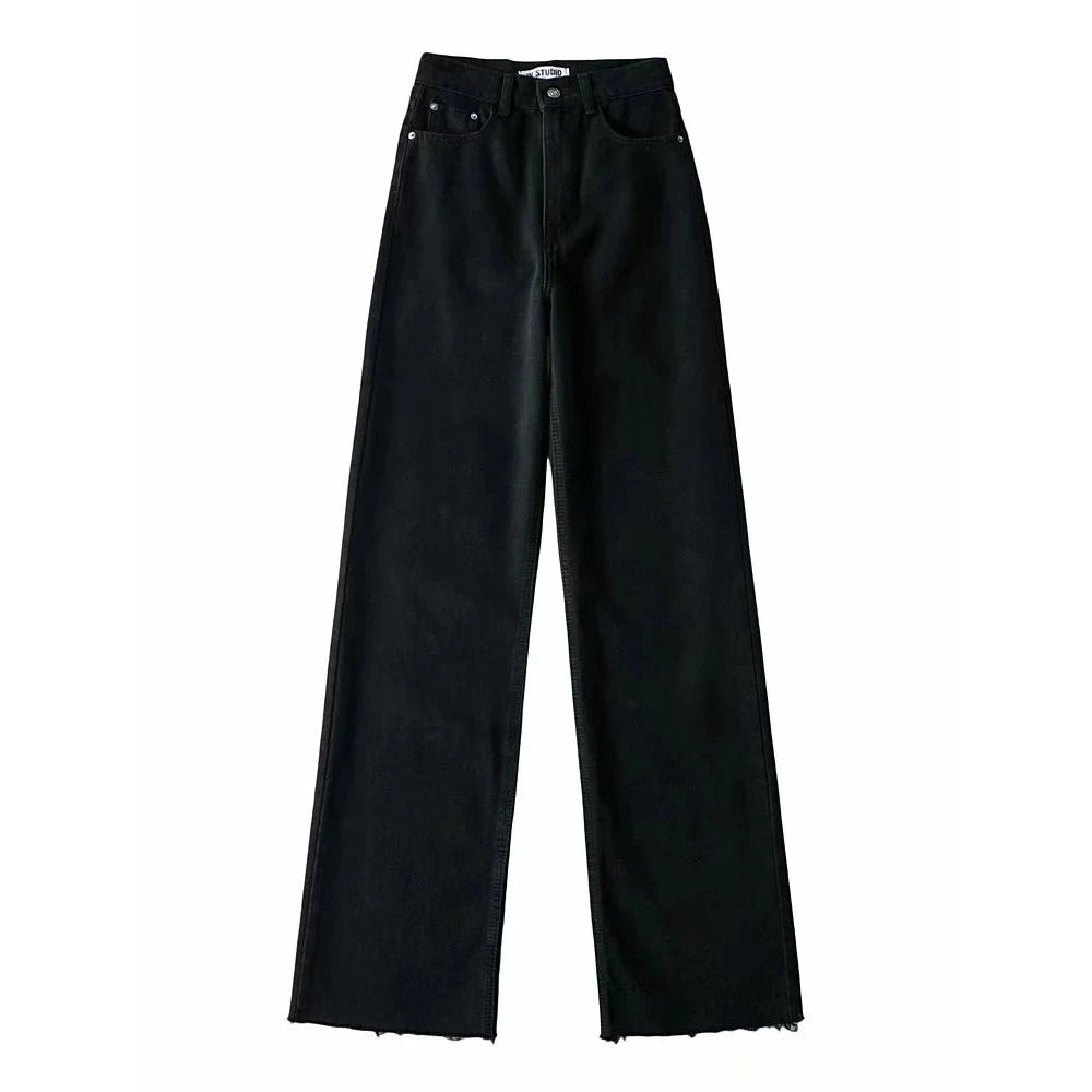 Women's High Waist Streetwear Boyfriend Denim Wide Leg Jeans