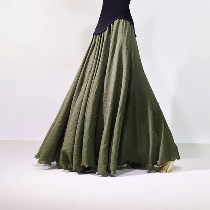 Women Cotton Linen BLend Empire Waist A-Line Skirts