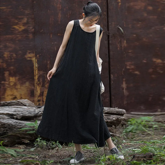 black linen maxi dress