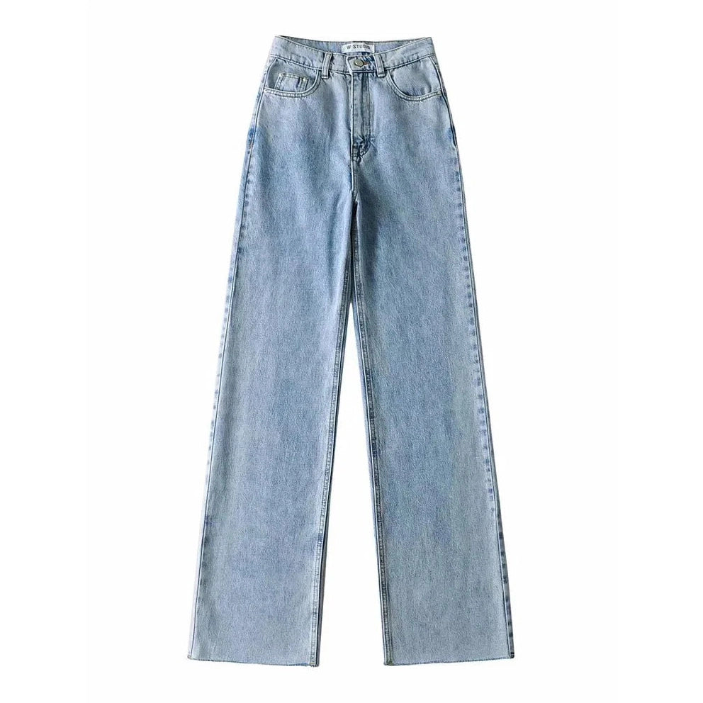 Women's High Waist Streetwear Boyfriend Denim Wide Leg Jeans