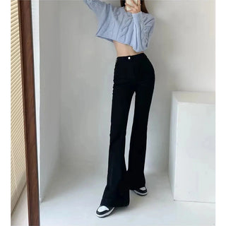 Women High Waist Denim Elastic Stretch Flare Jeans Pants