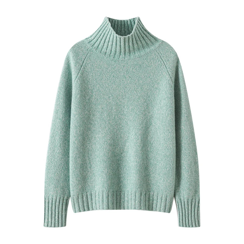 Women's oversized wool turtleneck sweater for women