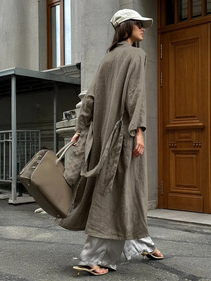 New Women's Cotton Wrap Cardigan Maxi Dress | Breathable & Effortless